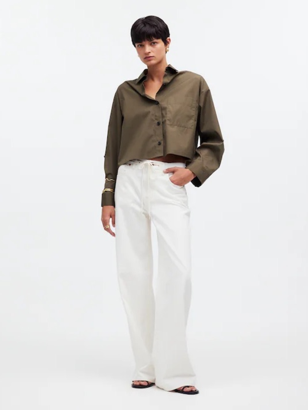 Madewell Straight Hem Shirt in Faded Ivy Size XXS